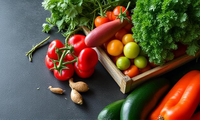 Frische regionale Zutaten in Körben